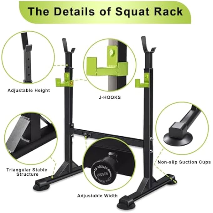 rayihni Squat Rack Stand Fitness Barbell Stand Pull Up Bar, Strength Training Bench Press Rack Adjustable Power Barbell Rack Dip Stand Multifunctional Dumbbell Rack Weight Lifting Home Indoor Gym, Load 300Kg - Image 3