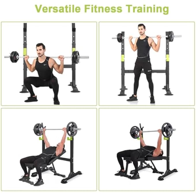 rayihni Squat Rack Stand Fitness Barbell Stand Pull Up Bar, Strength Training Bench Press Rack Adjustable Power Barbell Rack Dip Stand Multifunctional Dumbbell Rack Weight Lifting Home Indoor Gym, Load 300Kg - Image 5