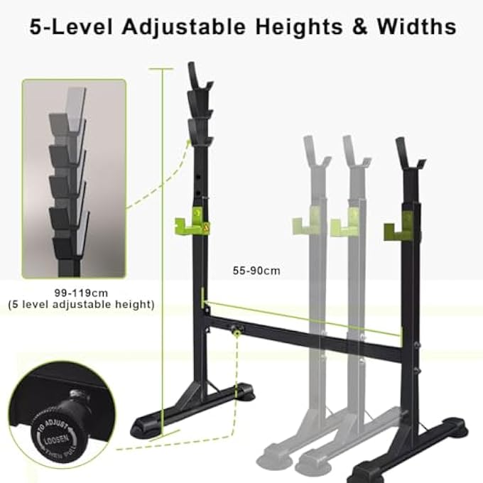 rayihni Squat Rack Stand Fitness Barbell Stand Pull Up Bar, Strength Training Bench Press Rack Adjustable Power Barbell Rack Dip Stand Multifunctional Dumbbell Rack Weight Lifting Home Indoor Gym, Load 300Kg - Image 4