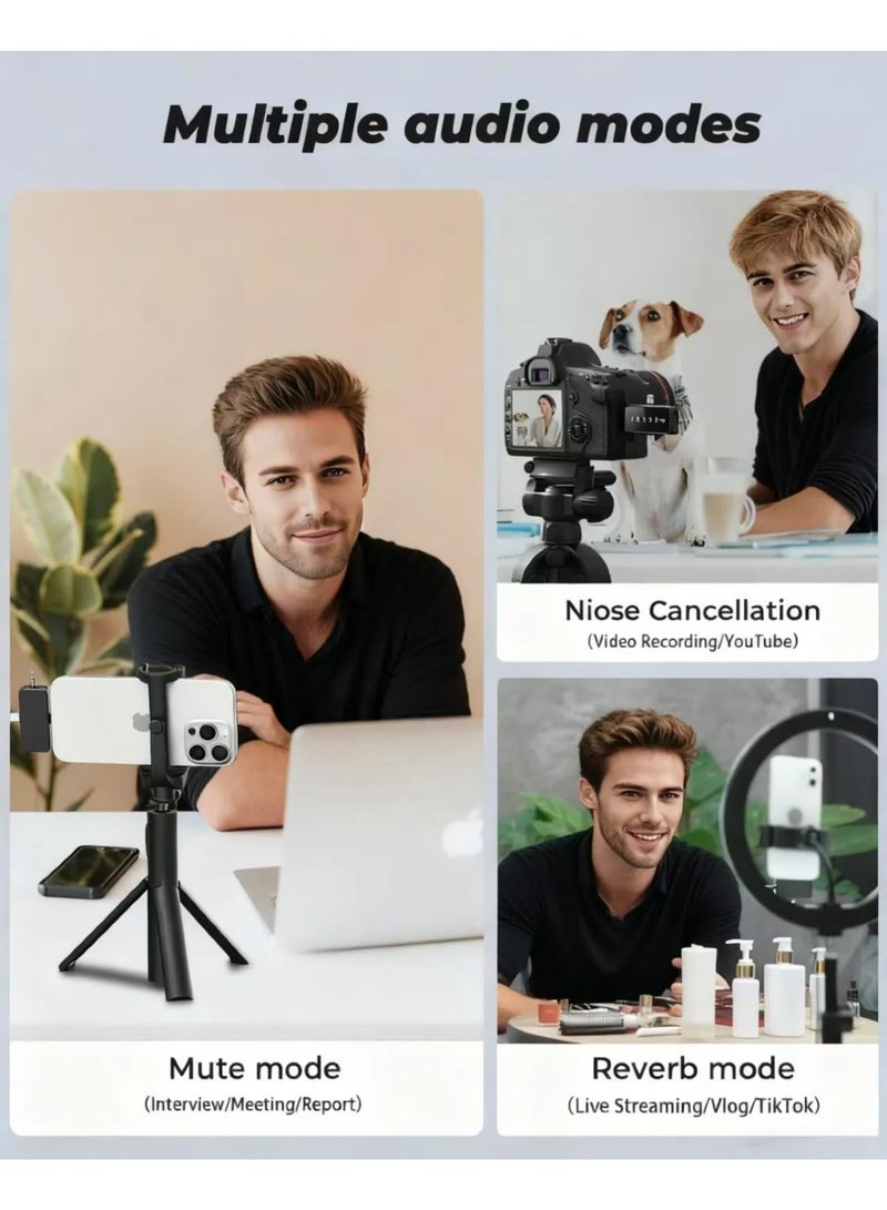 3 in 1 Microphone for iPhone/Android/Camera, Wireless Microphones, 328ft Transmission, 18H Battery Life, Mini Microphone for Record Interview, Vlogs, YouTube, Tiktok - Image 4