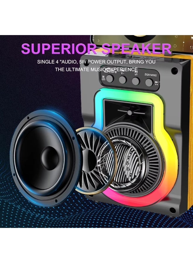 سينجي مكبر صوت كاريوكي لاسلكي بتقنية البلوتوث، مزود بميكروفون وإضاءة حفلات LED RGB، يدعم تشغيل الموسيقى عبر USB/TF/AUX وبطارية قابلة لإعادة الشحن؛ يتميز بصوت عالي القوة وجهير عميق، ويُعد خياراً مثالياً للاستخدام المنزلي، والفعاليات الخارجية، والحفلات، والتجمعات - طراز ZQS14102 - Image 2