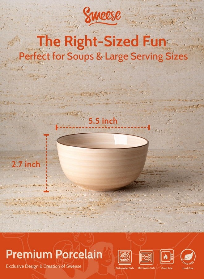 Sweese Cereal Bowl - 20 Oz Soup Bowls Set of 6 for Cereal, Snack, Rice, Salad, Side Dishes, Porcelain Bowls for Kitchen Decor, LEAD & CADMIUM FREE, Multicolor, Neutral - Image 2