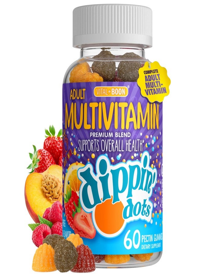 Vital+Boon Dippin' Dots - Multivitamin Gummies for Adults - Gummy Vitamins with Vitamin A, B6, C, D3, E & Folic Acid - Vegetarian, Non-GMO, Gluten-Free (60 Count) - Image 1