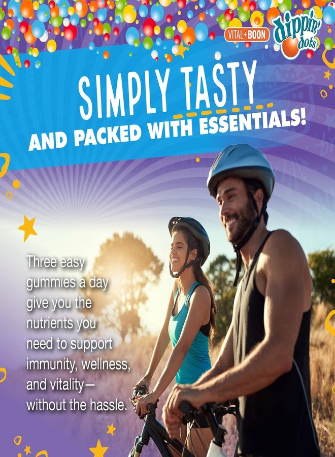 Vital+Boon Dippin' Dots - Multivitamin Gummies for Adults - Gummy Vitamins with Vitamin A, B6, C, D3, E & Folic Acid - Vegetarian, Non-GMO, Gluten-Free (60 Count) - Image 3