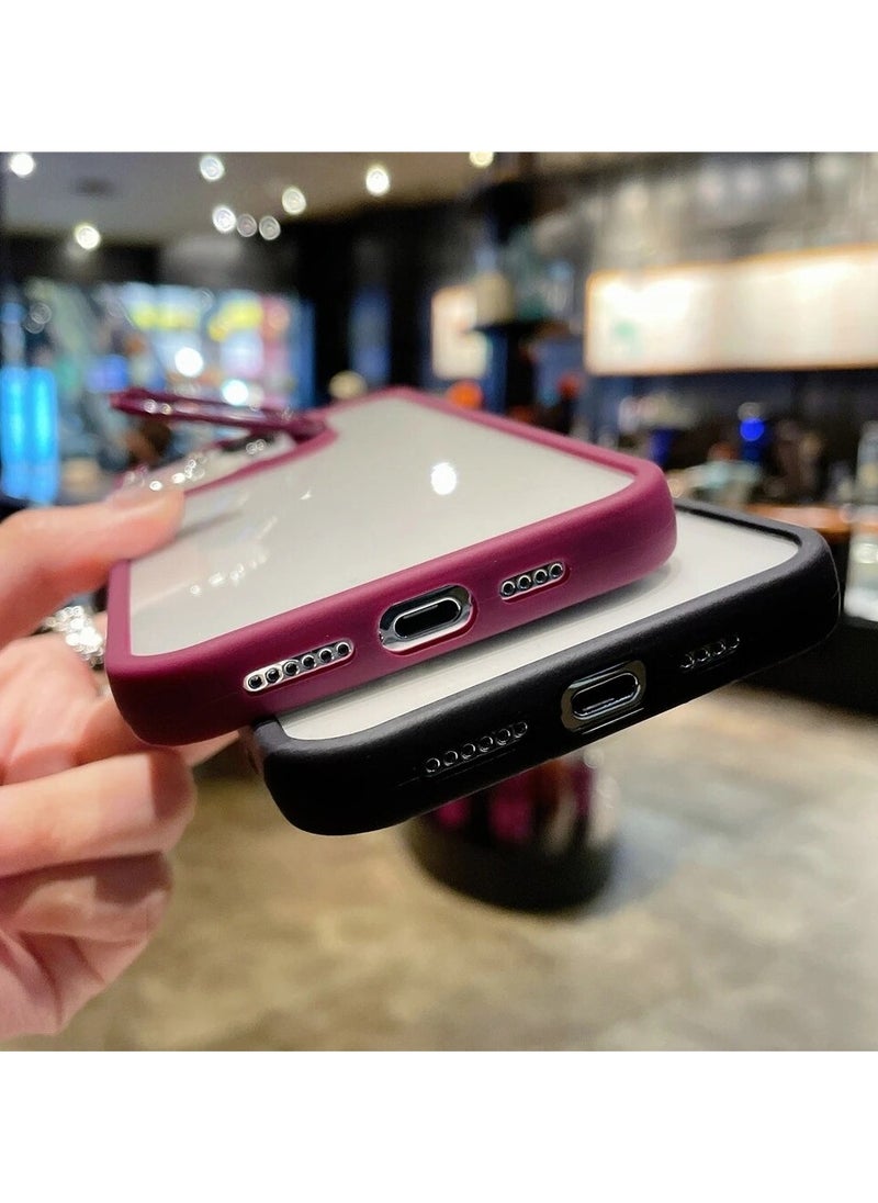 Generic - Luxury Invisible Folding Holder Holder Stand Phone Case For IPhone 15 Pro Case With Lens Film Ring Metal Bracket Soft Bumper Clear Hard Back Cover (Purple) - Image 1
