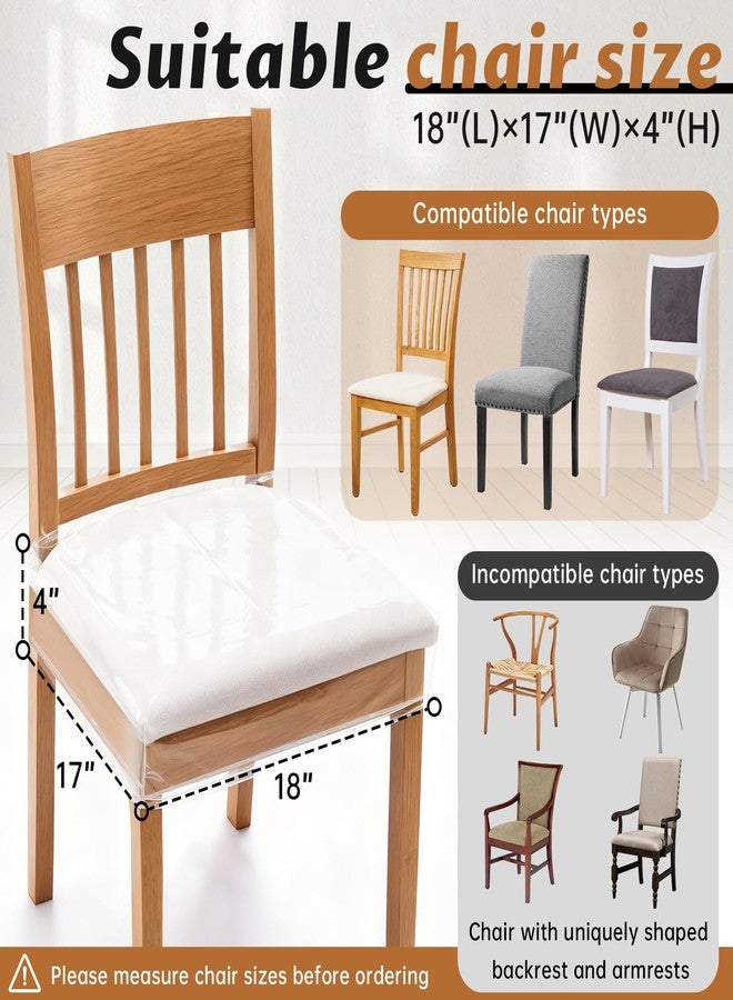 Zipcase 4 Pack Stain, Water and Kitty Scratch Resistant Clear Dining Chair Covers/Slipcovers Chair Protector Waterproof PVC Material, 17”D x 18”W x 4”H with Adjustable Belt Strap, Set of 4 - Image 4