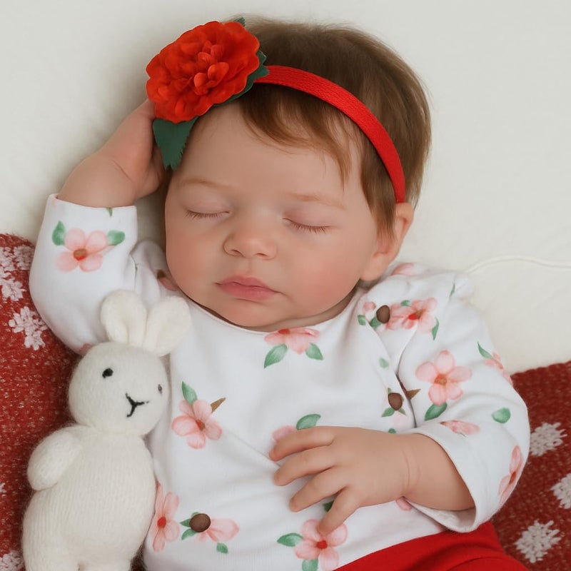 SCOM 20 Inch Realistic Reborn Baby Doll Lifelike Newborn Sleeping Girl Soft Cloth Body  Vinyl Limbs Gift Feeding Set  Gift Box Safe Toy for Kids 3  Companionship Doll - Image 3