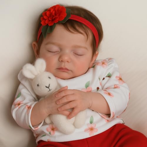 SCOM 20 Inch Realistic Reborn Baby Doll Lifelike Newborn Sleeping Girl Soft Cloth Body  Vinyl Limbs Gift Feeding Set  Gift Box Safe Toy for Kids 3  Companionship Doll - Image 5