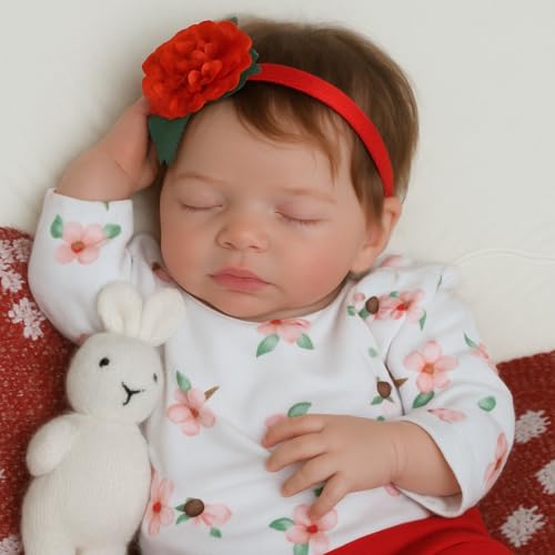 SCOM 20 Inch Realistic Reborn Baby Doll Lifelike Newborn Sleeping Girl Soft Cloth Body  Vinyl Limbs Gift Feeding Set  Gift Box Safe Toy for Kids 3  Companionship Doll - Image 1