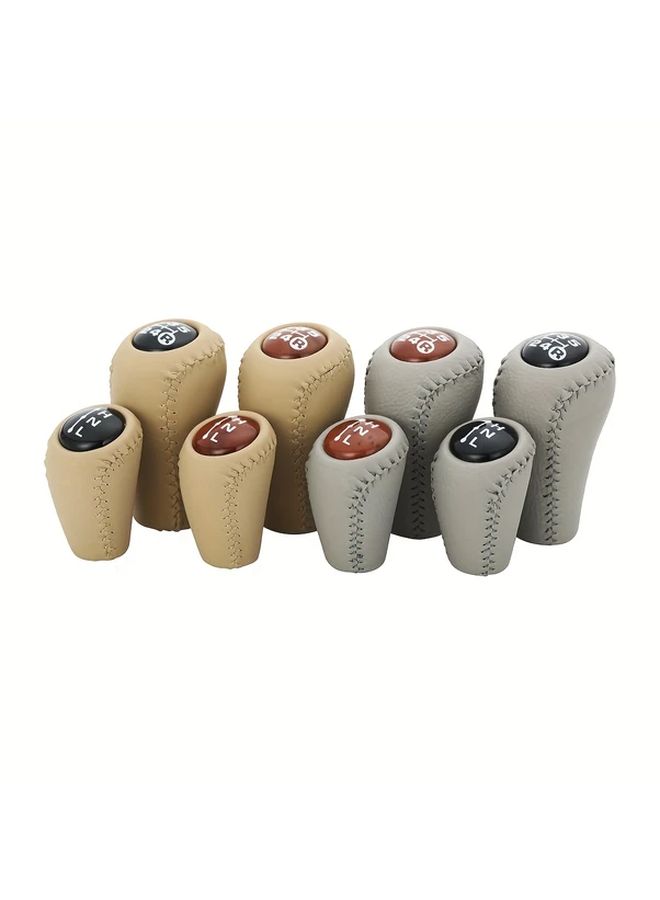 Black Gear Shift Knob 5 Speed Manual Transmission PU Leather Shift Lever 2pcs Set - Image 3