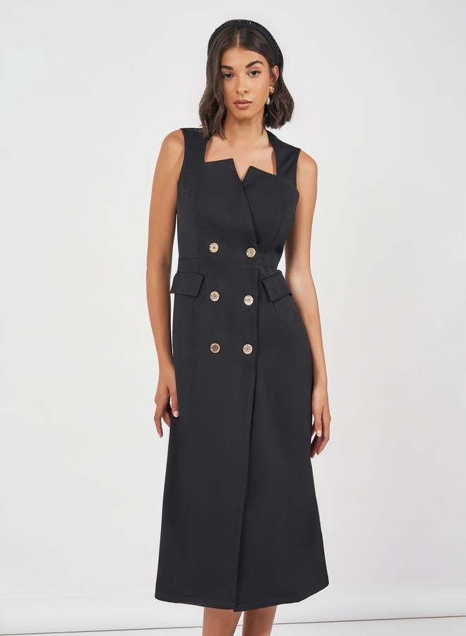 Styli Double-Breasted Midi Dress - Image 3