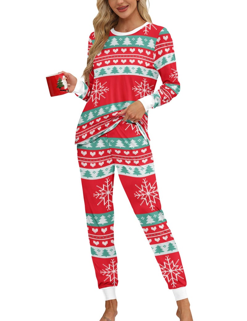 KFUBUO Christmas Pajamas Set for Women 2 Piece Long Sleeve Lounge Sets Girls sleepwear wiht Pockets - Image 2