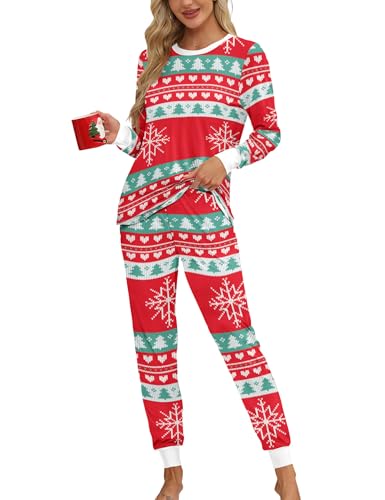 KFUBUO Christmas Pajamas Set for Women 2 Piece Long Sleeve Lounge Sets Girls sleepwear wiht Pockets - Image 1