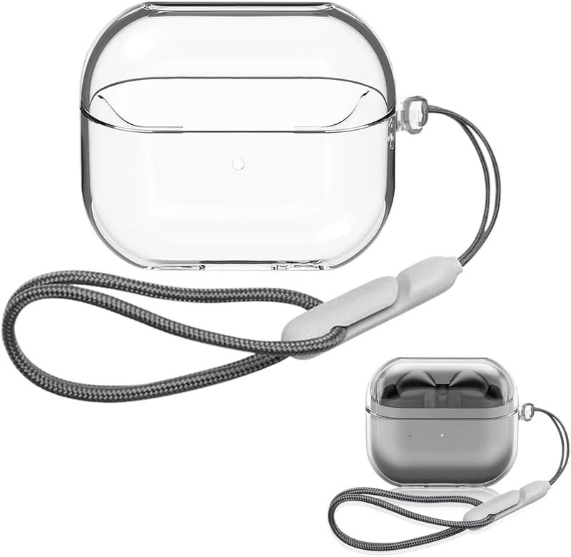 هاسذيب حافظة المتوافقة مع Samsung Galaxy Buds 3 و 3 Pro، حماية من TPU شفافة مع حبل تعليق، غطاء علبة سماعات أذن أنيق، إكسسوارات سماعات الرأس - Image 1