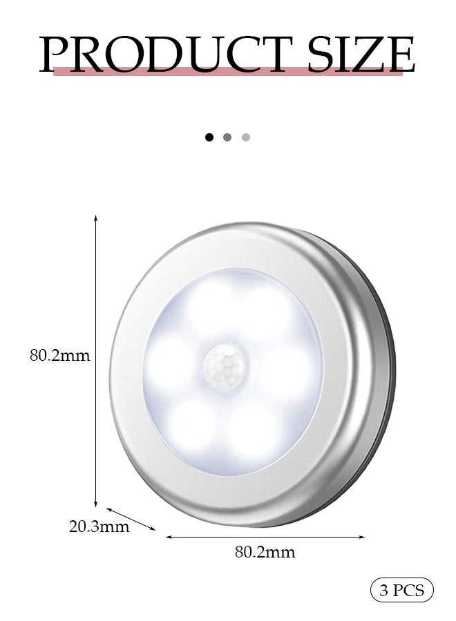 Loquat Upgraded Motion Sensor Light, Cordless Battery-Powered LED Night Light, Stick-anywhere Closet Lights Stair Lights, Safe Lights for Hallway, Bathroom, Bedroom, Kitchen (White - Pack of 3) - Image 3