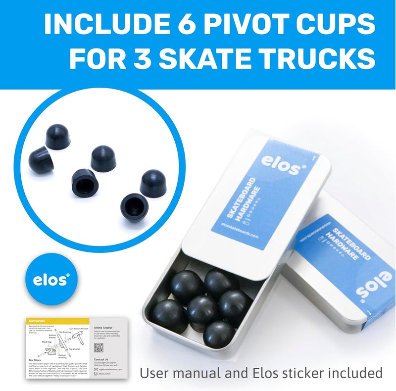Elos Skateboard Hardware Kit - Trucks Mounting Hardware, Skateboard Bearing, Bushings, Kingpin, Pivot Cups, Truck Nuts, Bolts, Skateboard Accessories & Skate Part - Image 4