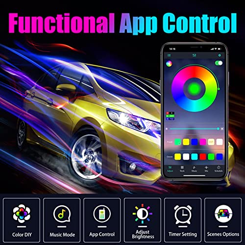 Miytsya 1 PC Car LED Strip Lights, 16 Million Colors 5 in 1 with 236 inches Fiber Optic, Multicolor RGB Car Interior Lights Automobile Ambient Neon Lighting Kit (Multicolored) - Image 2