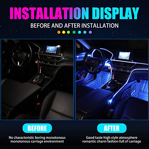 Miytsya 1 PC Car LED Strip Lights, 16 Million Colors 5 in 1 with 236 inches Fiber Optic, Multicolor RGB Car Interior Lights Automobile Ambient Neon Lighting Kit (Multicolored) - Image 3