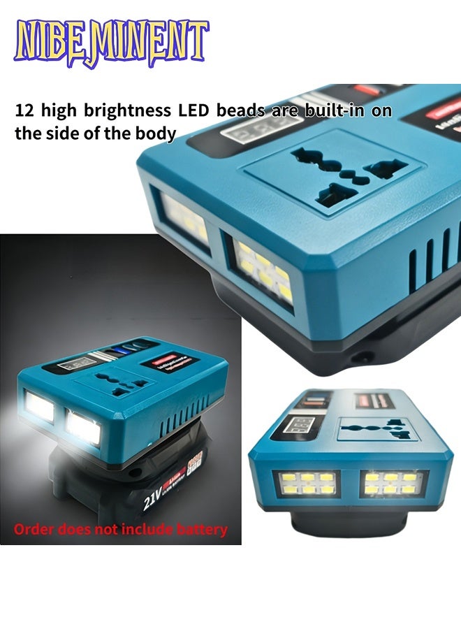 NIBEMINENT محول طاقة، بدون بطارية، 12 ضوء LED جانبي، عرض رقمي ذكي، واجهة متعددة USB + Type-C، مدمج وقابل للنقل، متين، ساطع، سهل التركيب، مناسب لمختلف السيناريوهات - Image 3