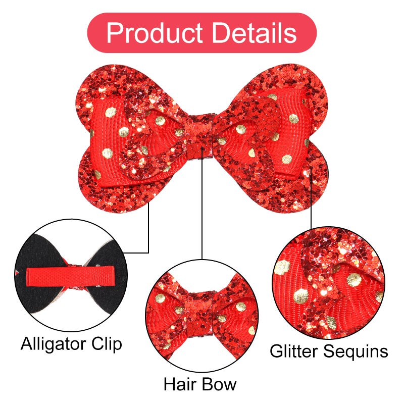 ANBALA 4PCS Hair Bows for Girls Cute Valentines Hair Clips Heart Hair Clips Red Hair Bow Valentines Hair Accessories for Girls - Image 3