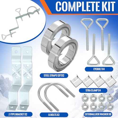 Blulu ZType Chimney Antenna Mounts Kits with 12 ft Adjustable Heavy Duty Galvanized Steel Straps Hardware Stainless Steel TV Antenna Mast Bracket for Chimney up to 12 Feet in Diameter - Image 3