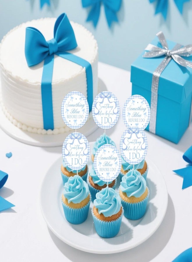 Blisstock 36Pcs Something Blue Before I Do Cupcake Topper Blue Bow Bridal Shower Cake Topper Something Blues Before I Do Bridal Shower Decorations for Women Bachelorette Wedding Engagement Party Supplies - Image 3