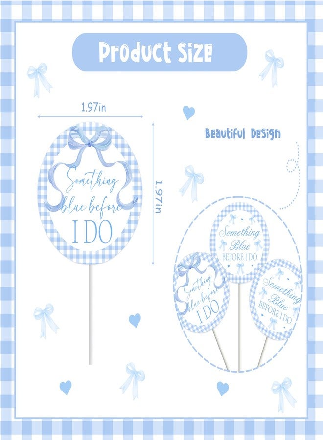 Blisstock 36Pcs Something Blue Before I Do Cupcake Topper Blue Bow Bridal Shower Cake Topper Something Blues Before I Do Bridal Shower Decorations for Women Bachelorette Wedding Engagement Party Supplies - Image 5