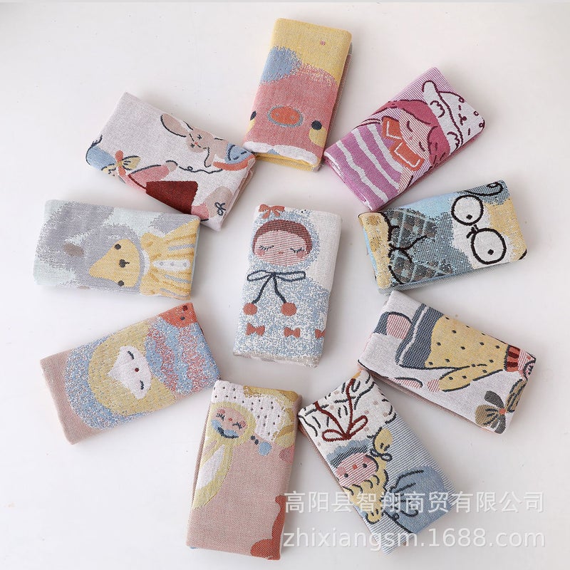 Zhiyang Four-Layer Gauze Cartoon Jacquard Children'S Towel Children'S Fun Children'S Towel Small Face Towel Sweat Towel Hand Gift - Image 3