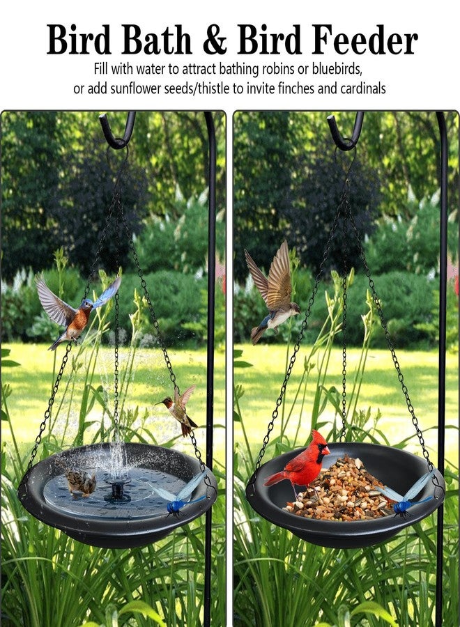 WANGIRO Hanging Bird Bath Outdoor 11.5" Metal Bowl with 15.5 in Rust-Proof Chains,Weather-Resistant Garden Birdbath with Magnetic Dragonfly for Backyard Decor,Matte Black - Image 2