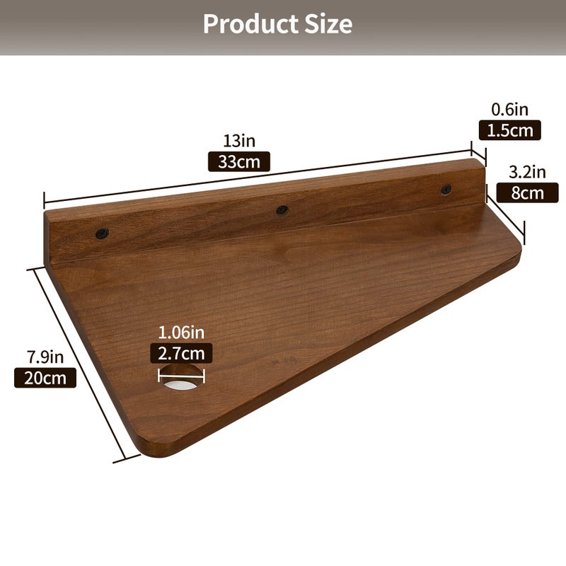 SUMGAR Floating Nightstand Wall Mounted, 13 inch Wood Floating Shelves Bedside Tables Rustic Wall Desk Decor for Bedroom, Living Room, Kitchen, Bathroom, Office Set of 2 - Image 2