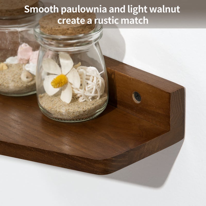 SUMGAR Floating Nightstand Wall Mounted, 13 inch Wood Floating Shelves Bedside Tables Rustic Wall Desk Decor for Bedroom, Living Room, Kitchen, Bathroom, Office Set of 2 - Image 3
