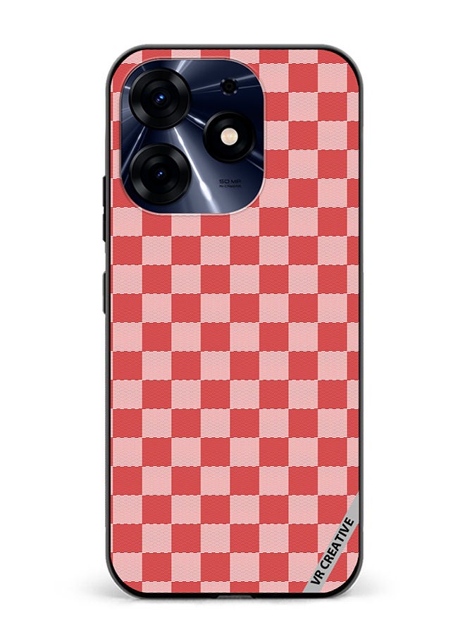 VR CREATIVE Protective Case Cover For Tecno Spark 10 Pro Red Checkerboard Abstract Textured Checkers Design Multicolour - Image 1