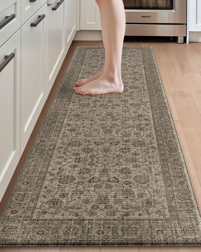 DEXI Kitchen Mats for Floor Cushioned, 23x86 Extra Large Long Runner Rug Non Slip, Waterproof Soft Comfort Standing Padded Anti Fatigue Decorative, Brown - Image 1