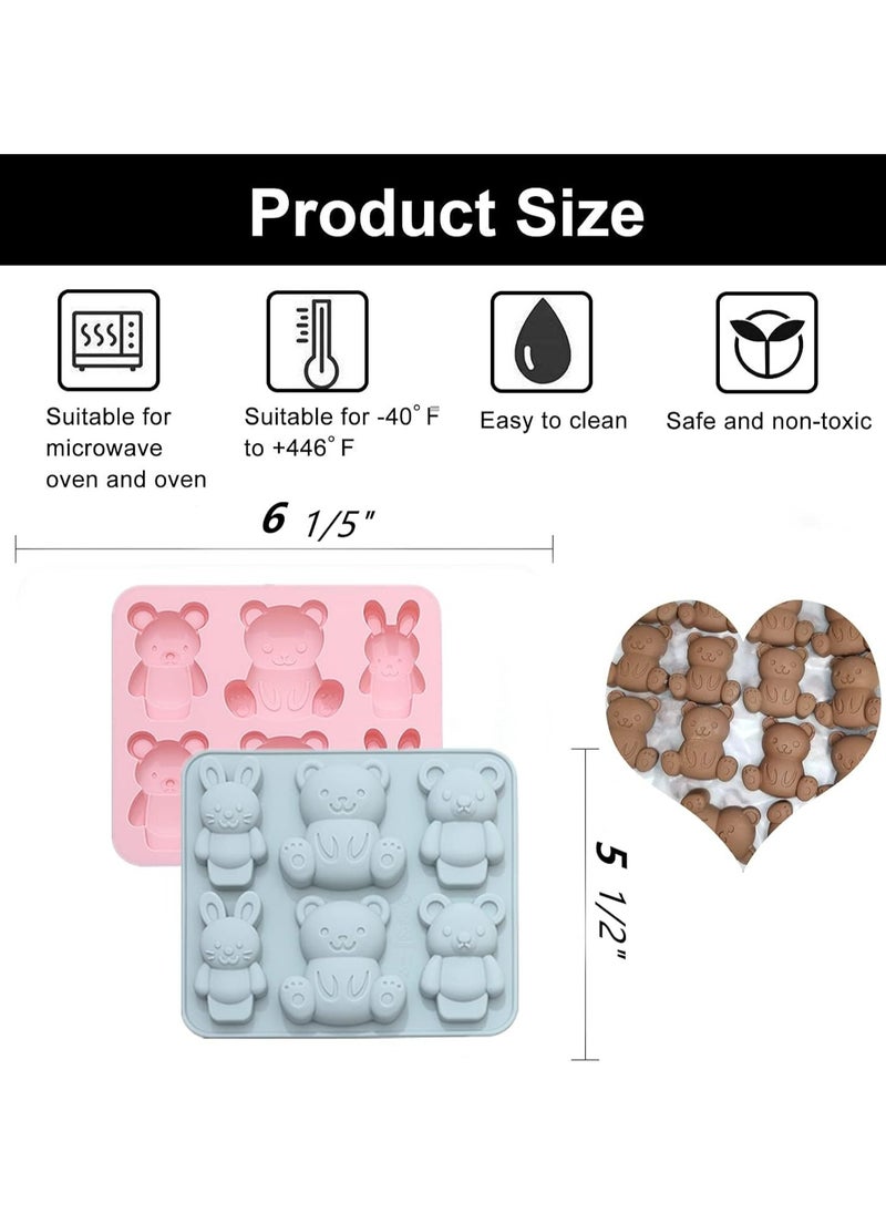 Oasisgalore 2 Pieces Cartoon Bear Silicone Kids Jelly Molds, Cute Chocolate Cake Baking Molds, Handmade DIY Soap, Fondant, Ice Making Tools  - Image 2