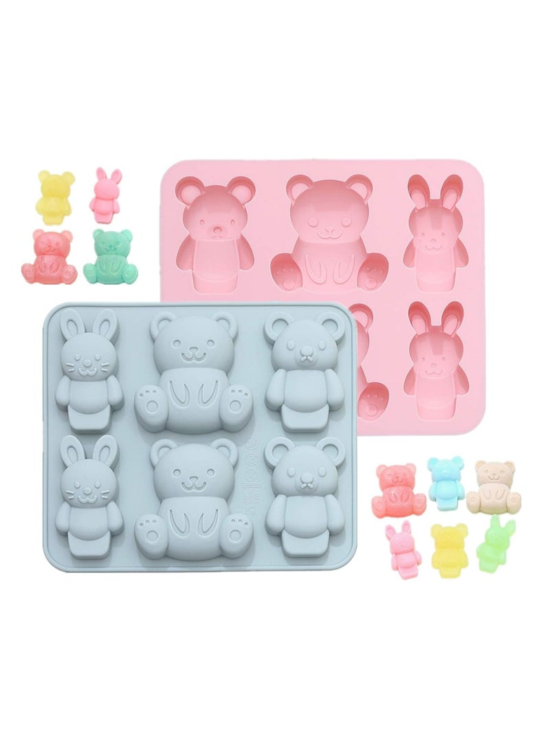 Oasisgalore 2 Pieces Cartoon Bear Silicone Kids Jelly Molds, Cute Chocolate Cake Baking Molds, Handmade DIY Soap, Fondant, Ice Making Tools  - Image 1