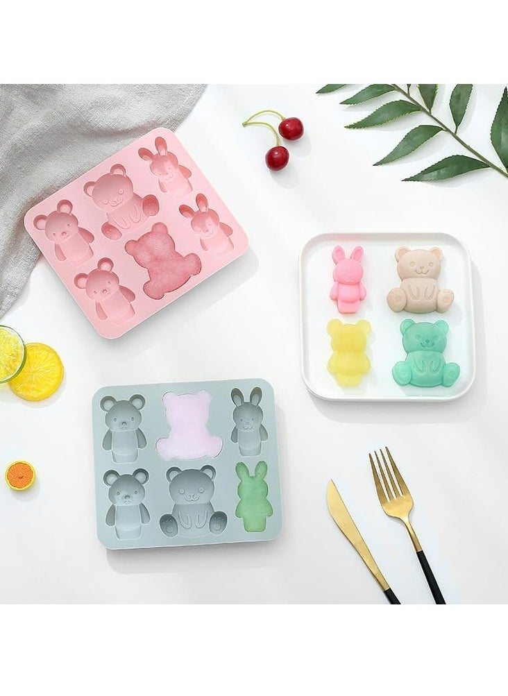 Oasisgalore 2 Pieces Cartoon Bear Silicone Kids Jelly Molds, Cute Chocolate Cake Baking Molds, Handmade DIY Soap, Fondant, Ice Making Tools  - Image 3