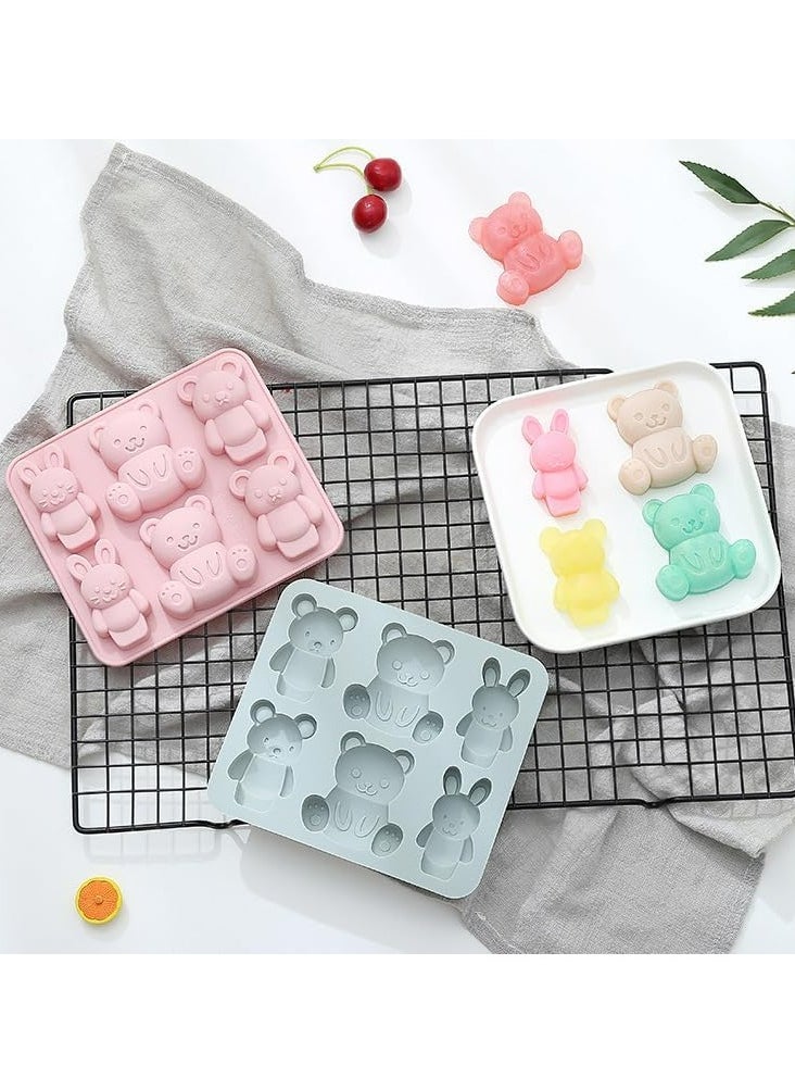 Oasisgalore 2 Pieces Cartoon Bear Silicone Kids Jelly Molds, Cute Chocolate Cake Baking Molds, Handmade DIY Soap, Fondant, Ice Making Tools  - Image 4