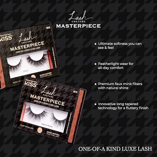 KISS Lash Couture Masterpiece Hand-Woven Faux Mink False Eyelashes, Style ‘Avant-Garde’, 12mm, Easy to Apply, Reusable, Vegan, Cruelty Free, 1 Pair Strip Lashes - Image 3