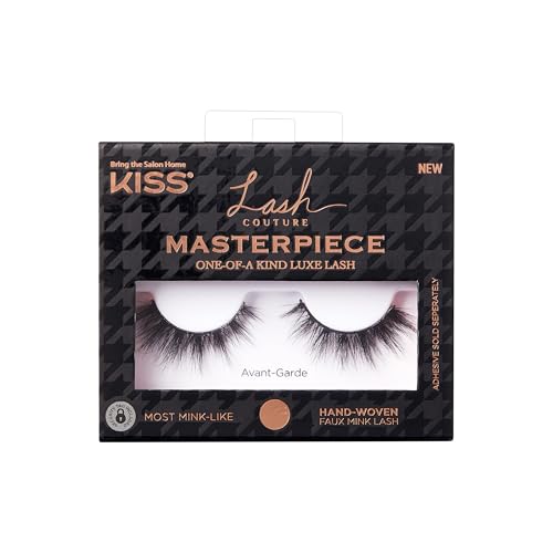 KISS Lash Couture Masterpiece Hand-Woven Faux Mink False Eyelashes, Style ‘Avant-Garde’, 12mm, Easy to Apply, Reusable, Vegan, Cruelty Free, 1 Pair Strip Lashes - Image 1
