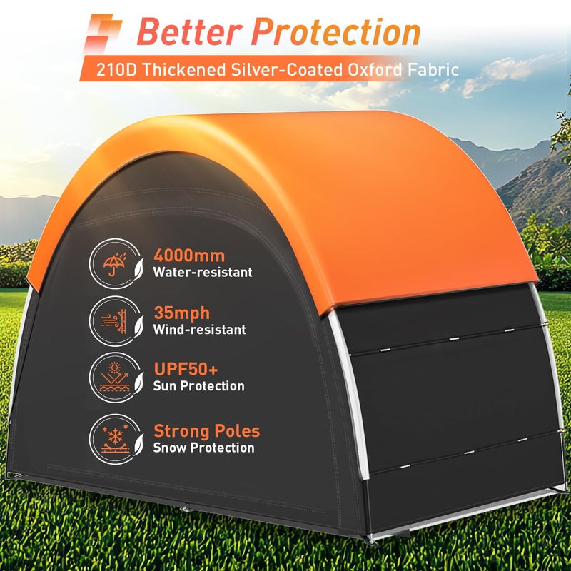 PZT Upgraded Bike Tent with Rain Cover, Portable Outdoor Storage Shed for 4-5 Bikes, 210D Oxford Fabric PU4000 Waterproof, Bike Shed/Bike Cover for Motorcycles, Garden Tools, Lawn Mower - Image 4