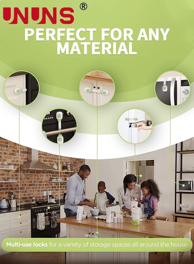 UNUNS 6 قطع من أقفال أمان الأطفال، أقفال أمان الأطفال، نظام قفل أمان مزدوج متعدد الوظائف لمنع انزلاق الأطفال للخزائن والأدراج والثلاجات وأبواب الخزانة - Image 4