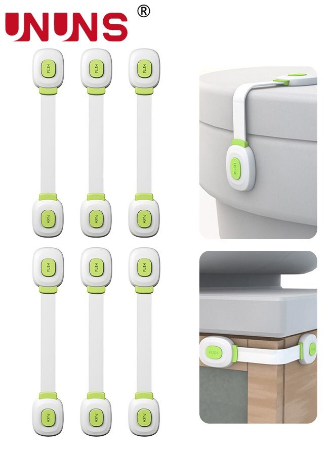 UNUNS 6 قطع من أقفال أمان الأطفال، أقفال أمان الأطفال، نظام قفل أمان مزدوج متعدد الوظائف لمنع انزلاق الأطفال للخزائن والأدراج والثلاجات وأبواب الخزانة - Image 1