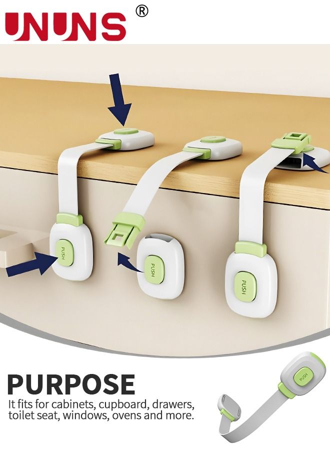 UNUNS 6 قطع من أقفال أمان الأطفال، أقفال أمان الأطفال، نظام قفل أمان مزدوج متعدد الوظائف لمنع انزلاق الأطفال للخزائن والأدراج والثلاجات وأبواب الخزانة - Image 5