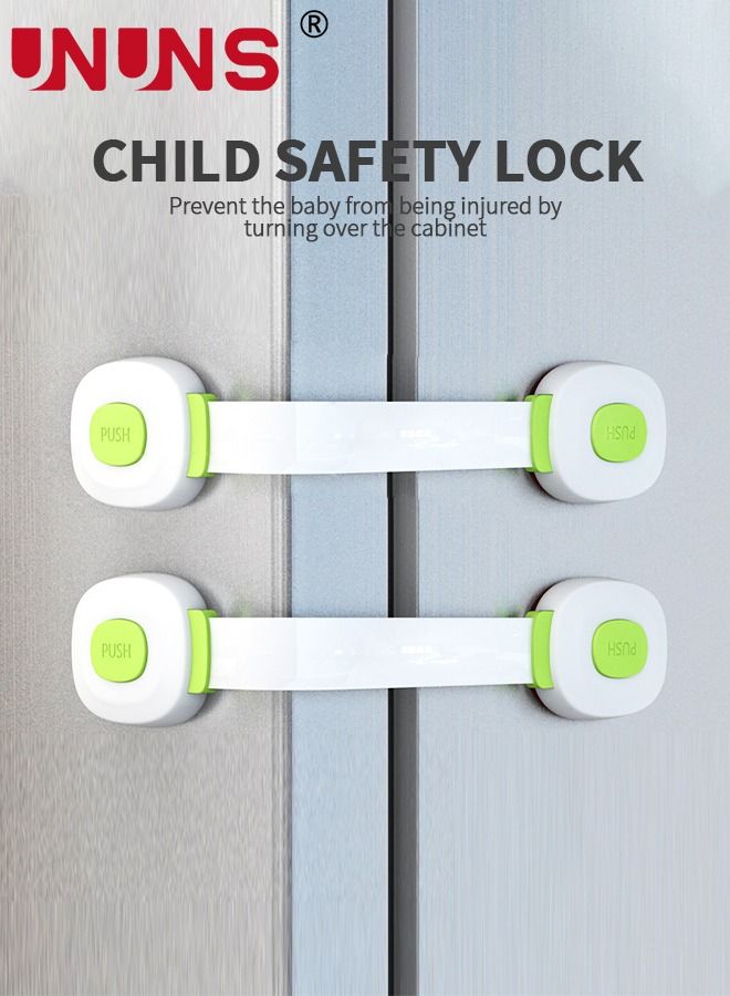 UNUNS 6 قطع من أقفال أمان الأطفال، أقفال أمان الأطفال، نظام قفل أمان مزدوج متعدد الوظائف لمنع انزلاق الأطفال للخزائن والأدراج والثلاجات وأبواب الخزانة - Image 2