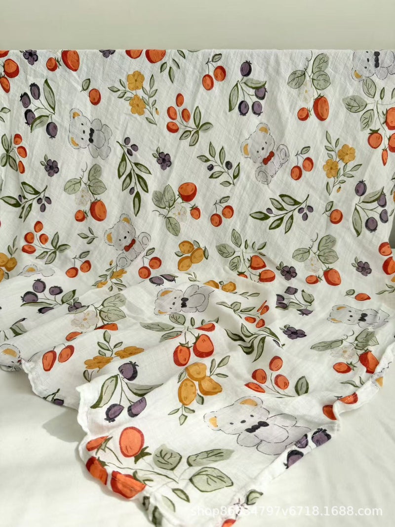 Double-Layer Bamboo Fiber Gauze Baby Class A Gauze Cover Blanket Four-Layer Wrapping Towel Bath Towel Children'S Bamboo Cotton Cool And Soft In Summer - Image 1