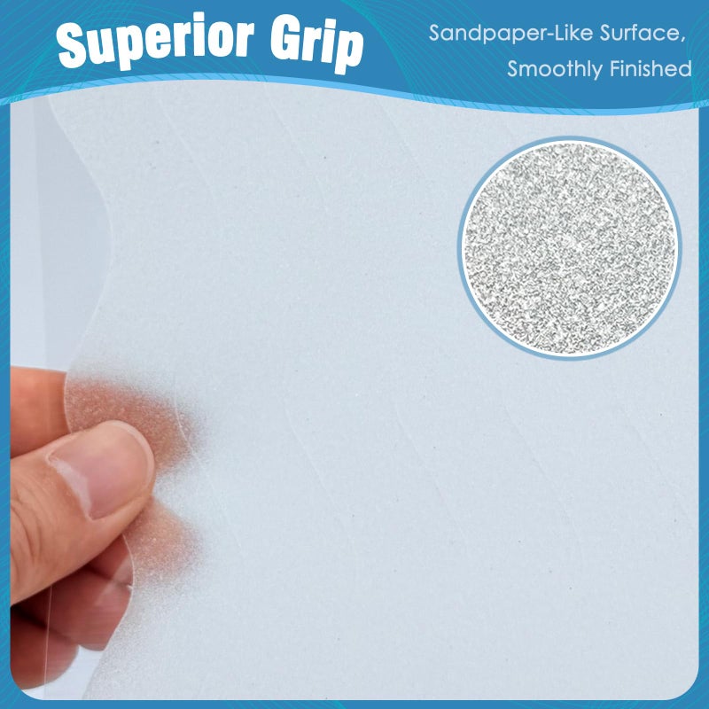 SX S&X 24 Pcs Anti Slip Shower Stickers, Invisible Clear High Traction Bathtub Strips, Wave Shape Safety Decals for Bath Tub Shower Wet Tiles & Stairs with Scraper - Image 2