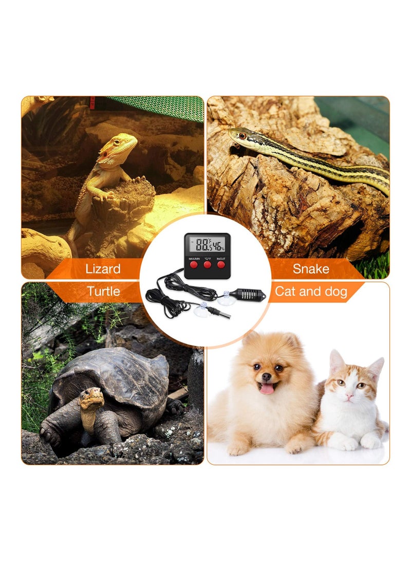 XiuWoo Thermometer 2 Pcs Reptile and Humidity Gauge Terrarium Hygrometer with Probes Indoor Outdoor Digital Pet Temperature for Reptiles Keeping - Image 5