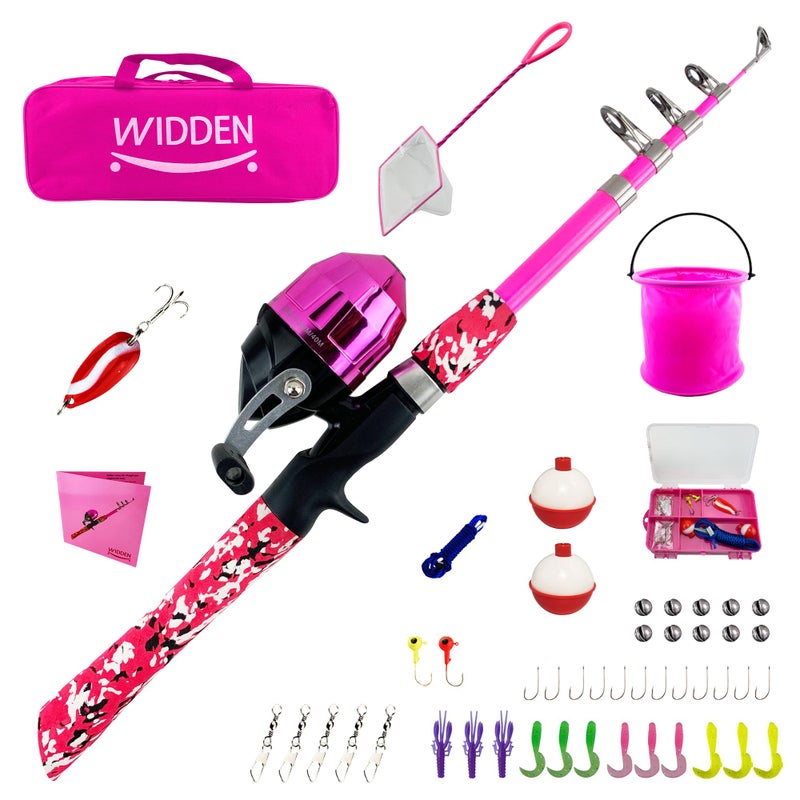 WIDDEN Kids Fishing Pole, Portable Telescopic Kids Fishing Poles for Boys and Girls, Fishing Rod and Reel Combo Kit with Tackle Box, and Fishing Net, Best Fishing Pole for Toddler Youth - Image 1