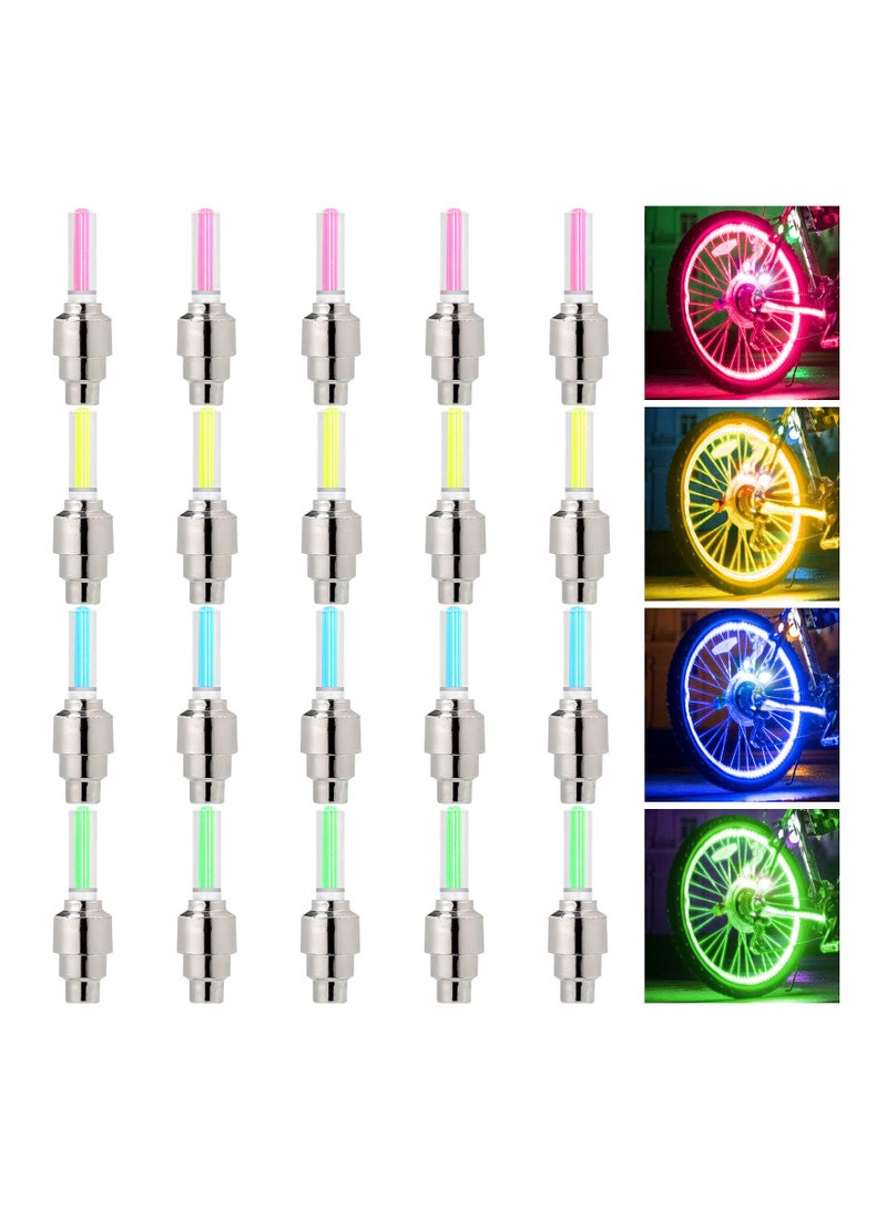 SOLARAE LED Bike Car Bicycle Motorcycle Wheel Light, Tyre Valve Cap Light Waterproof for Mountain City Foldable Bike Front and Rear Wheel (20 PCS) - Image 1