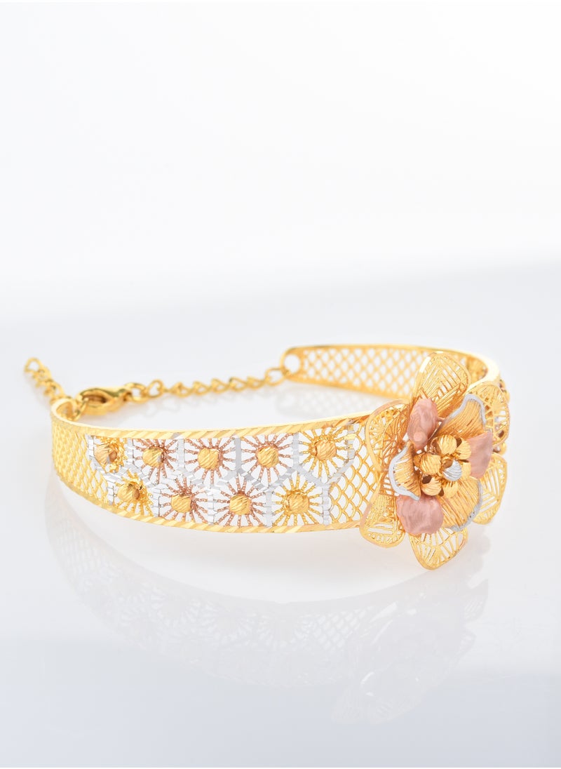 BAFLEH JEWELLERY Majestic Motifs: Floral and Filigree Designs in 22kt Gold Bangles  - Image 2